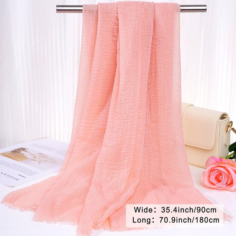 Nydotd Women Summer Cotton Linen Scarf Crinkle Long Beach Shawl Wrap hijab with Fringe - Image 2